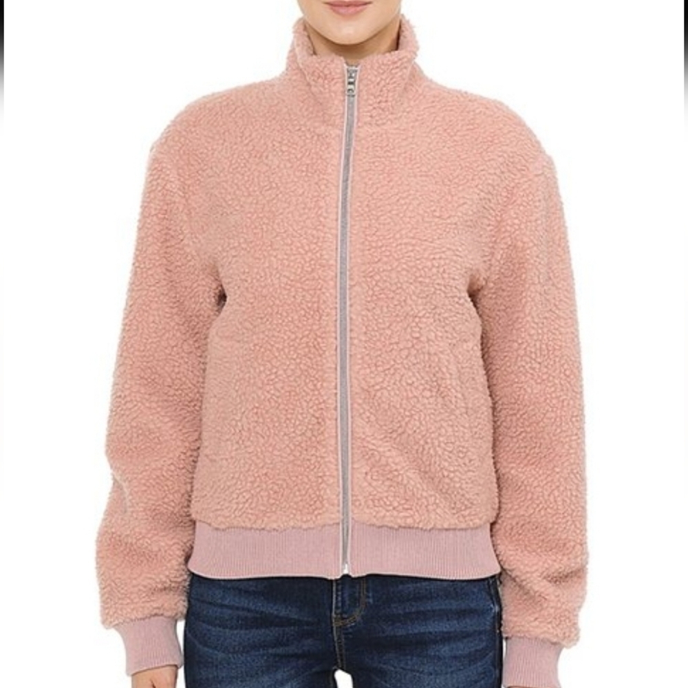 Ambiance Sherpa Zip Bomber Jacket NWOT